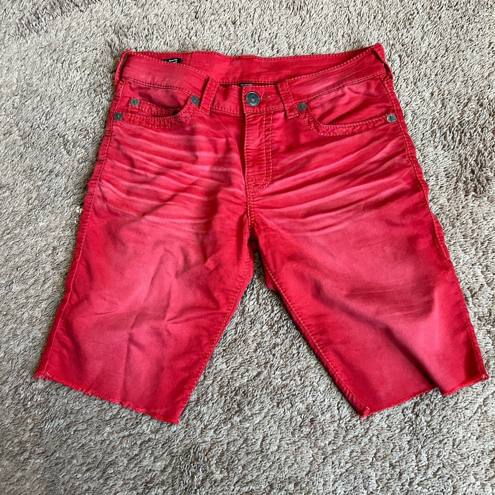 True Religion Red Jean Shorts for Men